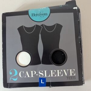 Heirloom Cap Sleeve Tees 2 Pack Black & White Women's Large Slim Fit